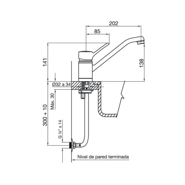 FV 0411.01/90 cocina mesada monocomando SWING - Imagen 3