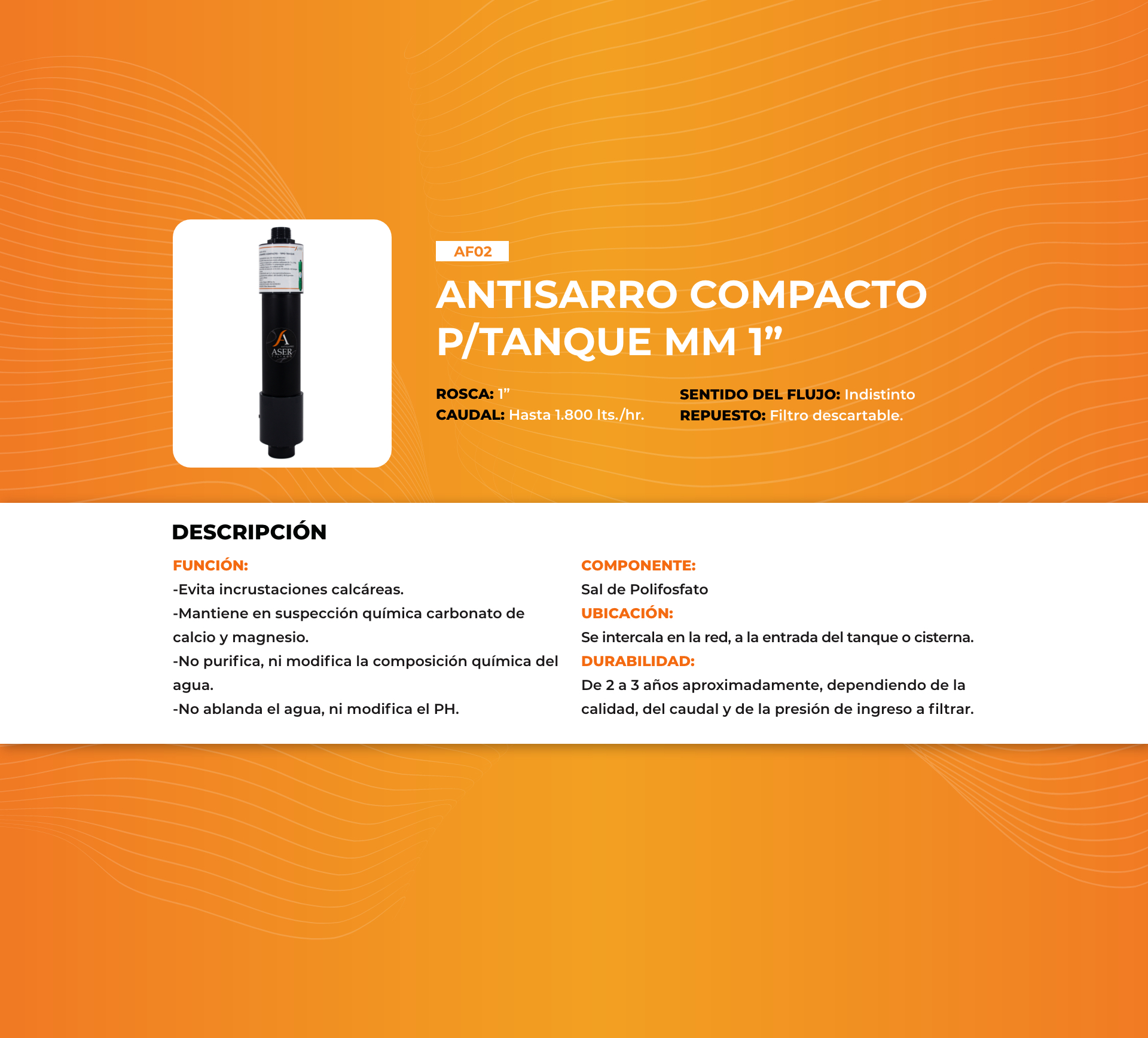 ASER filtro antisarro 3/4 UAP - Imagen 2