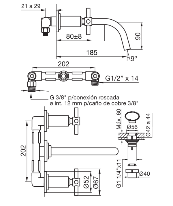 FV 203/87 lavatorio pared TEMPLE - Imagen 2