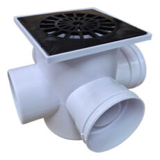 PVC EMBUDO FRONTAL CON REJILLA 20 X 20 CM