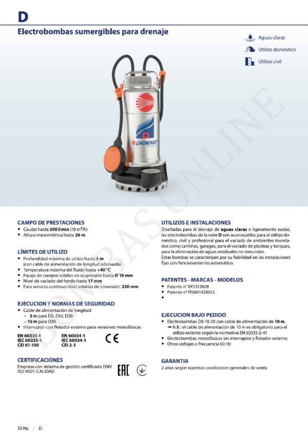 PEDROLLO electrobomba pluvial DN 8-N - Imagen 2