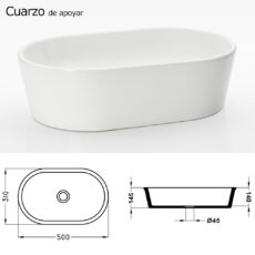 CORDENONS bacha de apoyo oval CUARZO