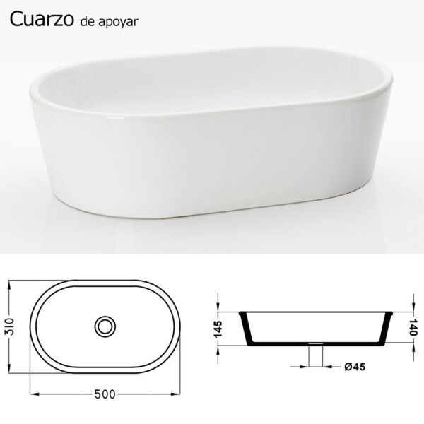 CORDENONS bacha de apoyo oval CUARZO