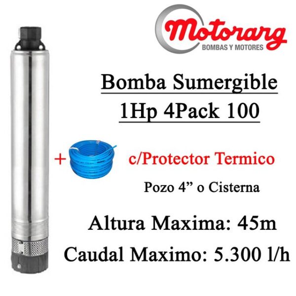 MOTORARG electrobomba sumergible 4PACK 100M 1 HP - Imagen 4
