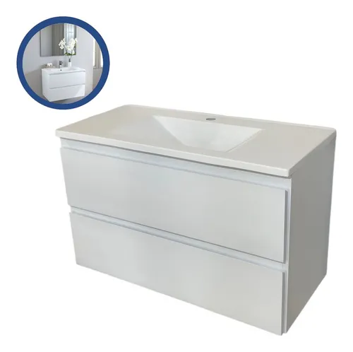 VANITORY LINCE COLGANTE BLANCO MESADA MARMOL SINTETICO