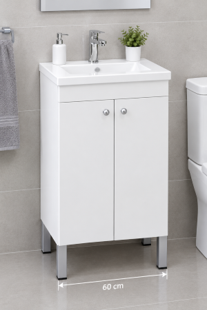 VANITORY MARAL 60 CM BLANCO CON MESADA DE MARMOL SINTETICO